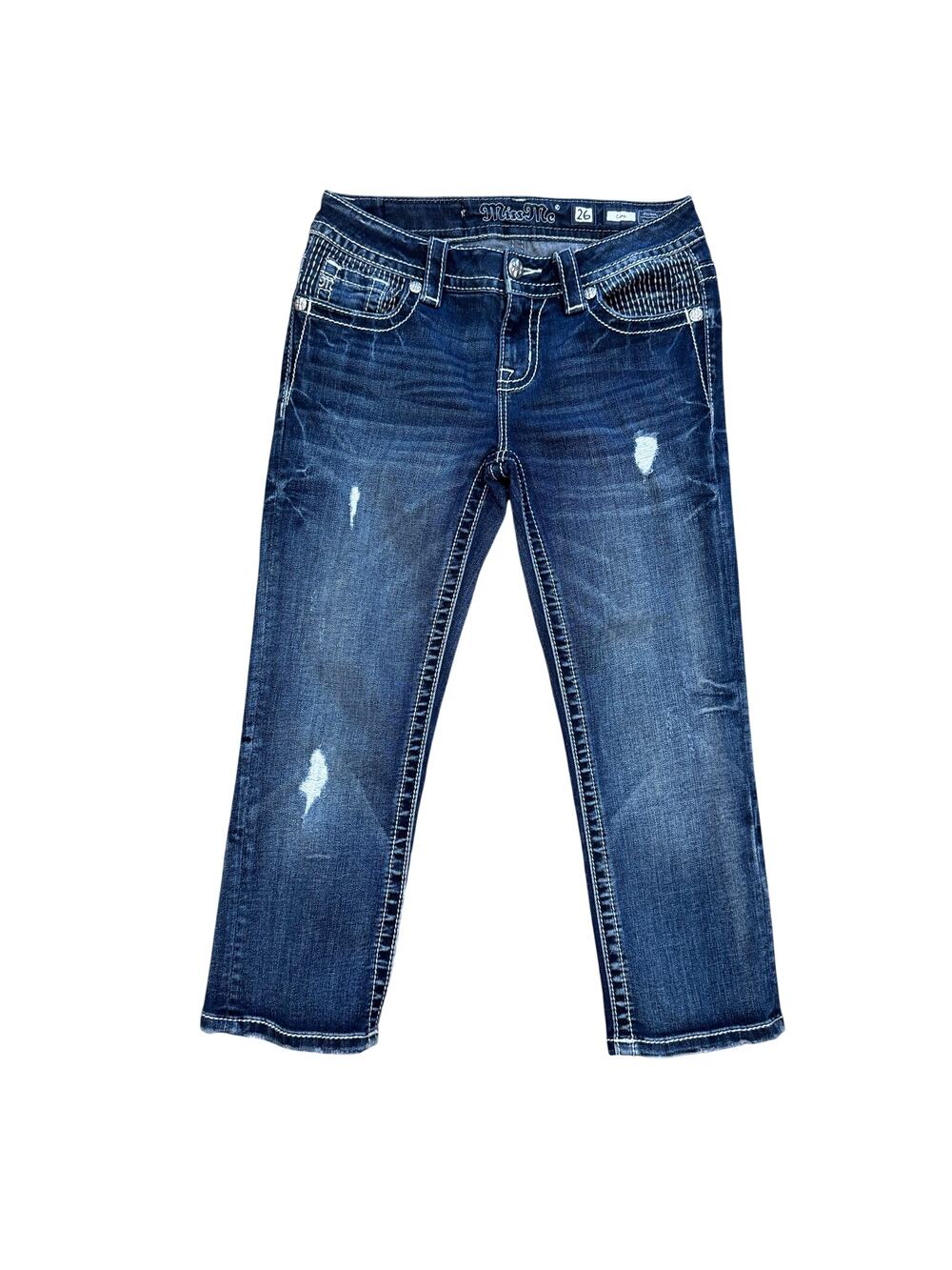 Miss Me Distressed Jean Capri Size 26